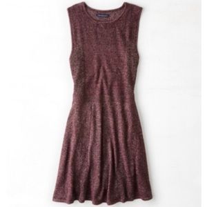 AEO Metallic Burgundy Sleeveless Dress